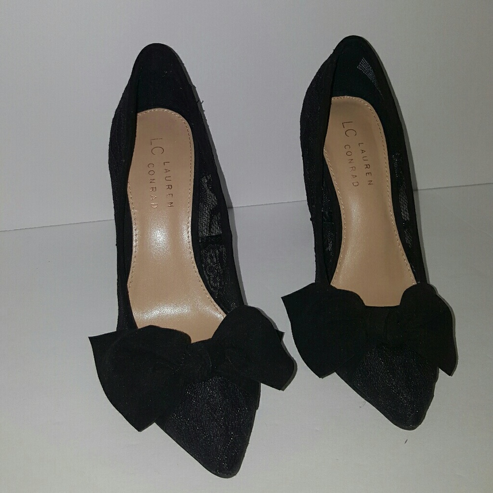 Lauren Conrad Black Lace Pumps Heels size 6.5 EUC - Picture 3 of 8
